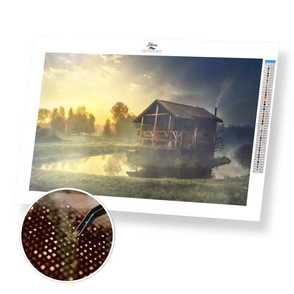Cabin with Fog - Premium Diamond Painting Kit - 45x30cm / 18x12’’ / Square (Most Popular) - Diamond Painting Kit