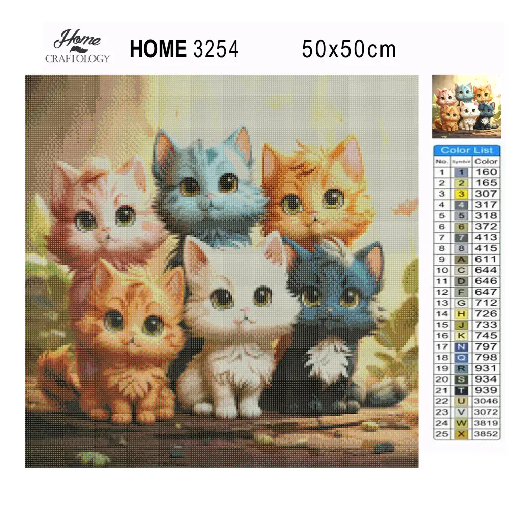 Cartoon Cats - Exclusive Premium Diamond Painting Kit - Diamond Painting Kit