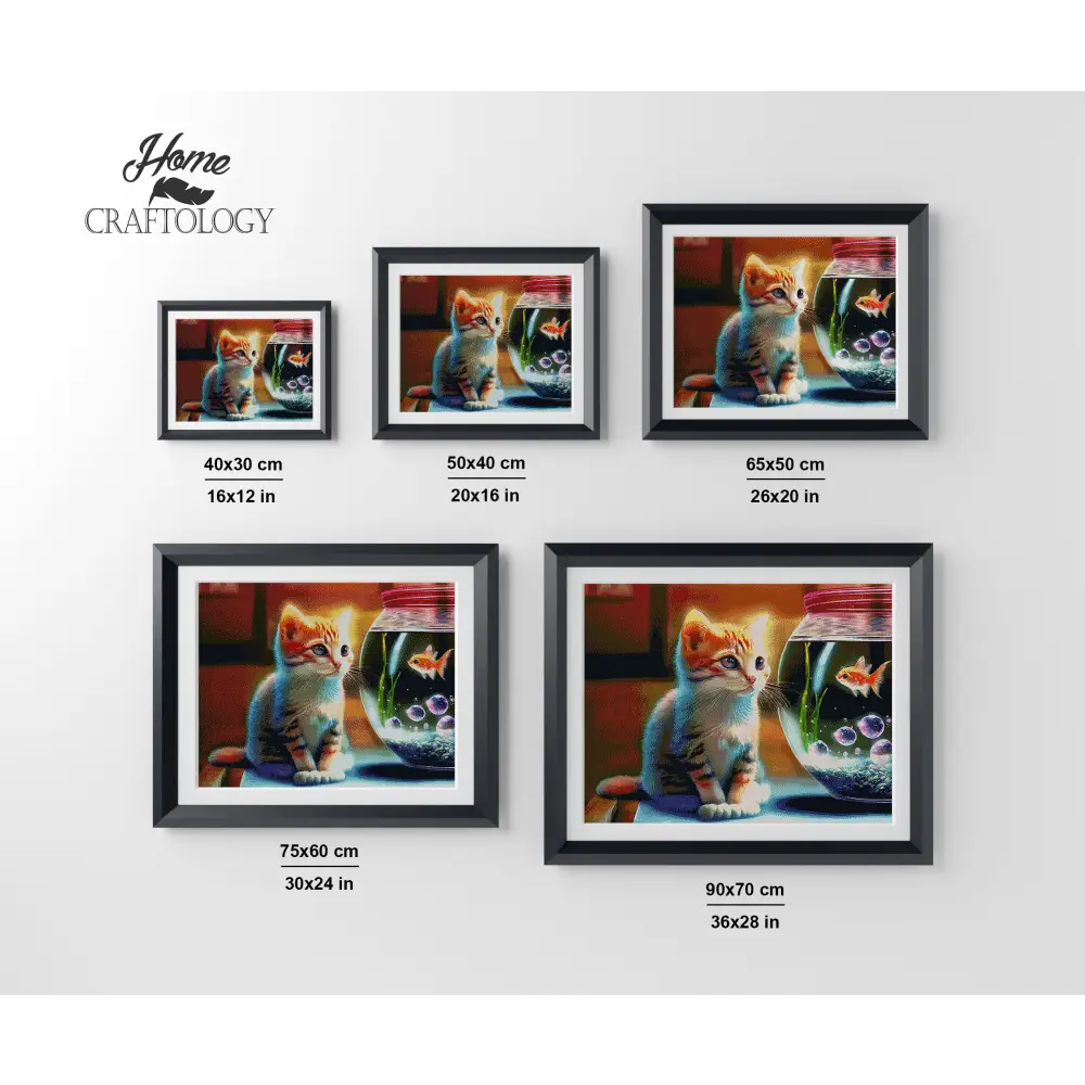 Cat and Fish - Premium Diamond Painting Kit - Diamond Painting Kit