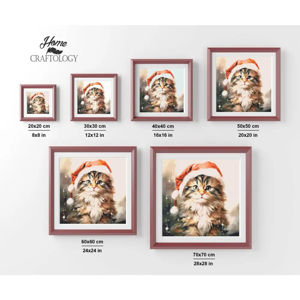 Cat in a Santa Hat - Exclusive Premium Diamond Painting Kit - Diamond Painting Kit