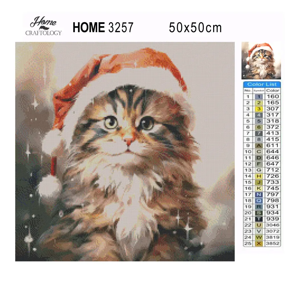 Cat in a Santa Hat - Exclusive Premium Diamond Painting Kit - Diamond Painting Kit
