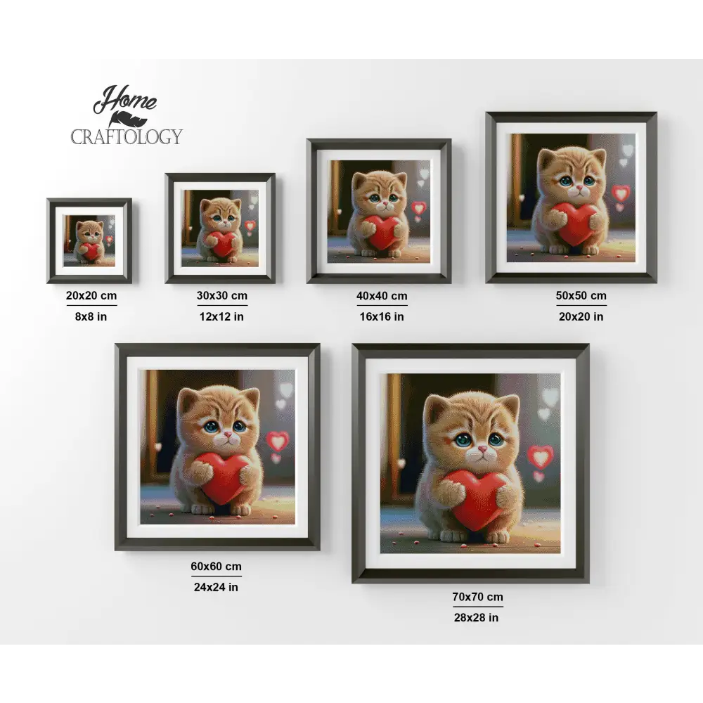 Cat with Heart - Premium Diamond Painting Kit - Diamond Painting Kit