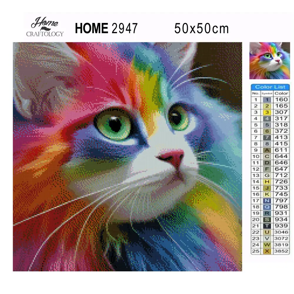 Cat’s Colorful Face- Premium Diamond Painting Kit - Diamond Painting Kit