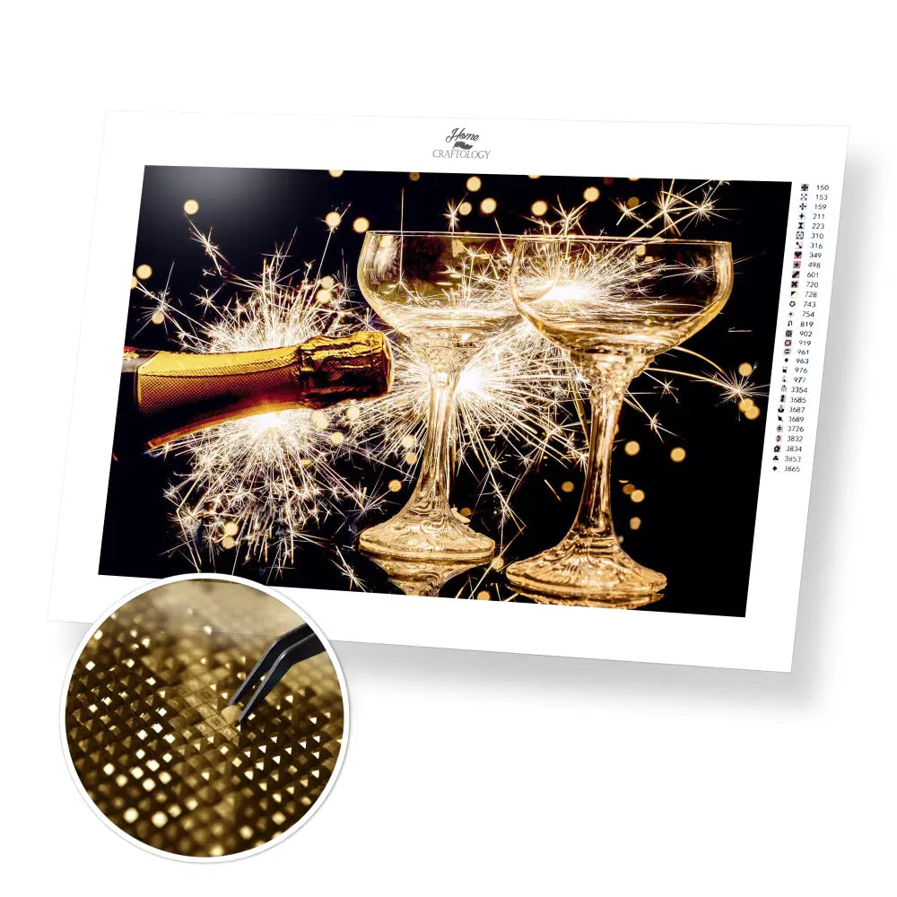 Champagne Cheers - Premium Diamond Painting Kit - 45x30cm / 18x12’’ / Square (Most Popular) - Diamond Painting Kit