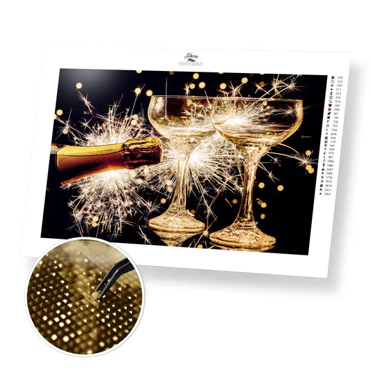 Champagne Cheers - Premium Diamond Painting Kit - 45x30cm / 18x12’’ / Square (Most Popular) - Diamond Painting Kit