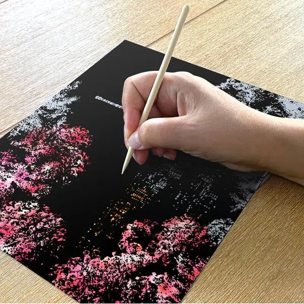 Cherry Blossoms Scratch Painting Bundle (A4 Size) - Scratch Painting