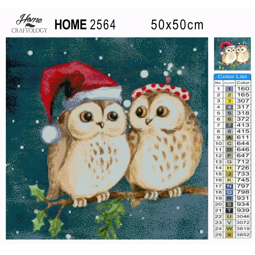 Christmas Owls - Premium Diamond Painting Kit - Diamond Painting Kit