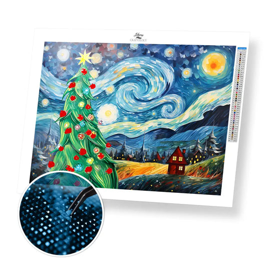 Christmas Starry Night - Exclusive Premium Diamond Painting Kit - 45x30cm / 18x12’’ / Square (Most Popular) / No Frame