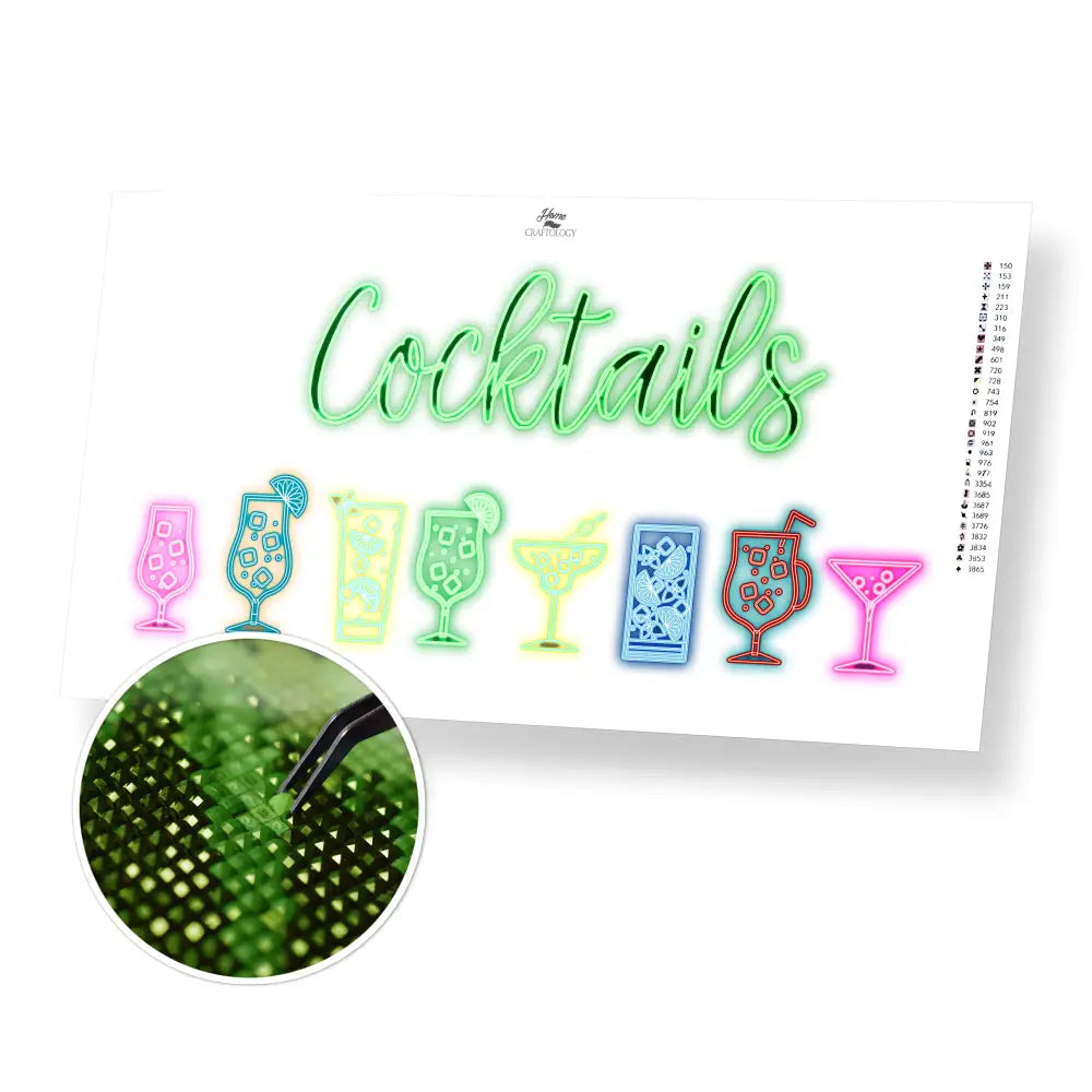 Cocktails - Premium Diamond Painting Kit - 60x30cm / 24x12’’ / Square (Most Popular) - Diamond Painting Kit