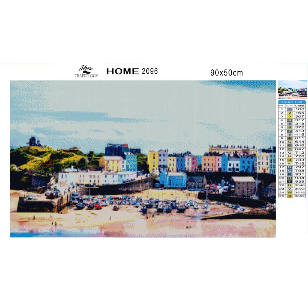 Colored Houses of Tenby - Premium Diamond Painting Kit - Diamond Painting Kit