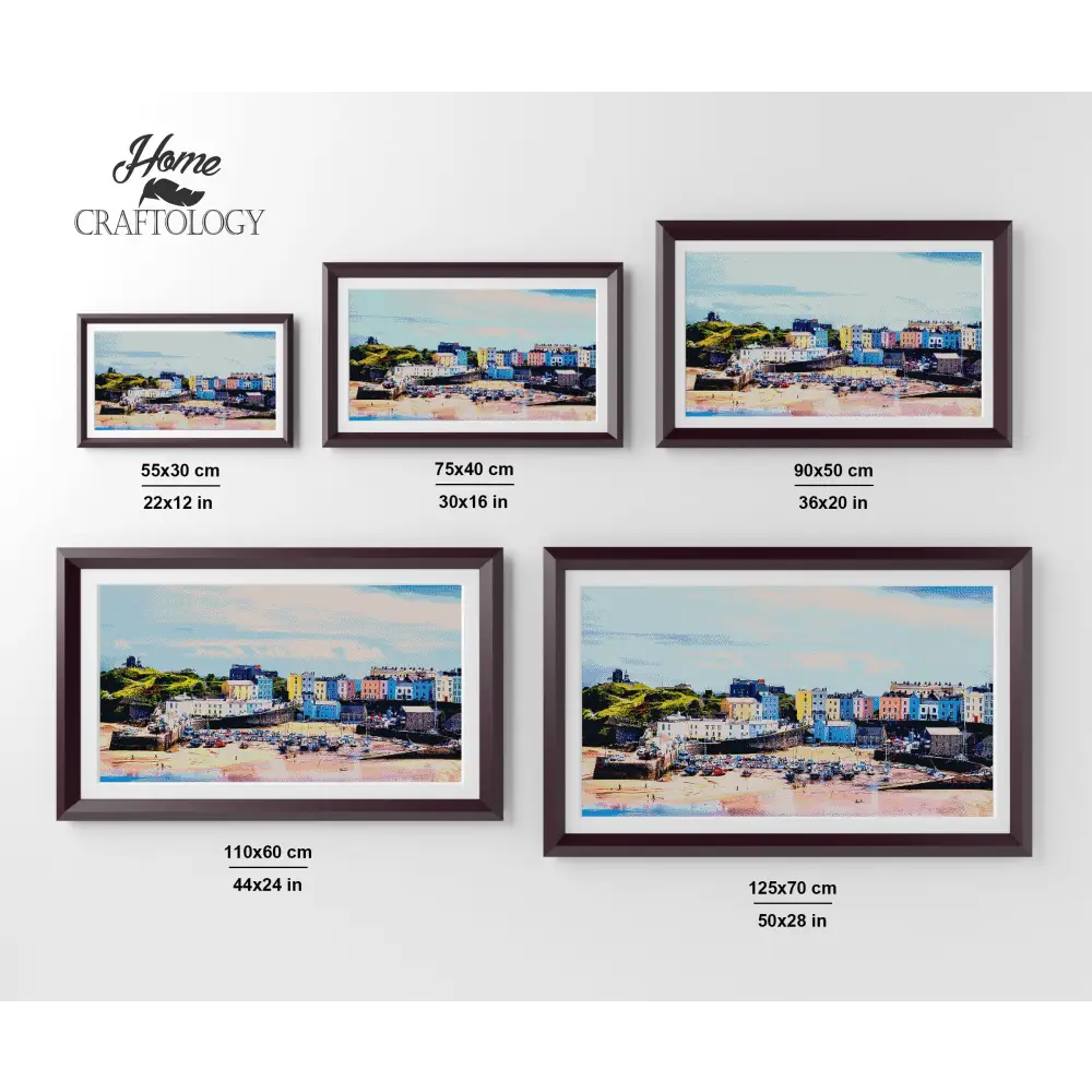 Colored Houses of Tenby - Premium Diamond Painting Kit - Diamond Painting Kit