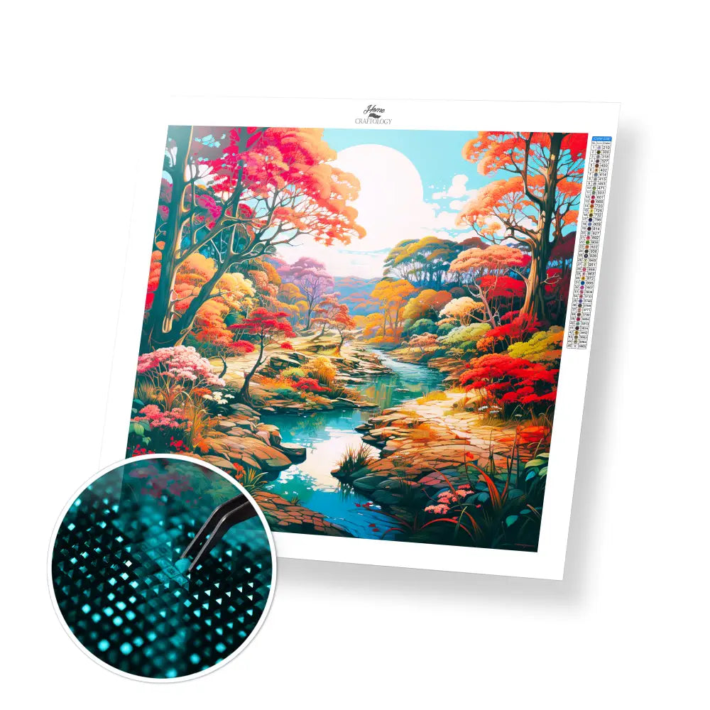 Colorful Autumn Forest - Exclusive Premium Diamond Painting Kit - 20x20cm / 8x8’’ / Square (Most Popular) - Diamond