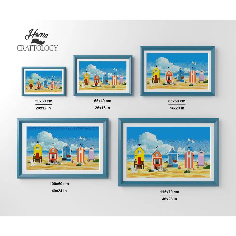 Colorful Beach Huts - Premium Diamond Painting Kit - Diamond Painting Kit