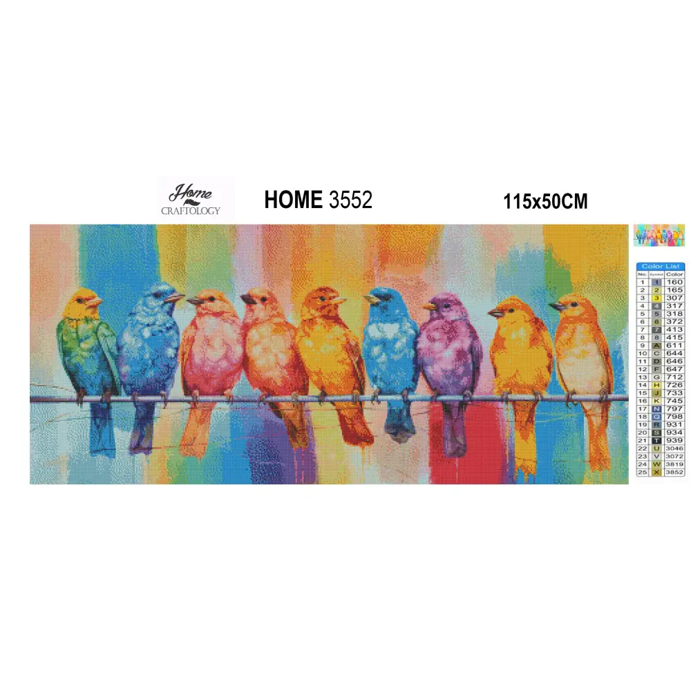 Colorful Birds and Background - Exclusive Premium Diamond Painting Kit - Diamond Painting Kit