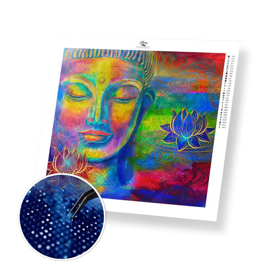 Colorful Buddha - Premium Diamond Painting Kit - 30x30cm / 12x12’’ / Square (Most Popular) - Diamond Painting Kit