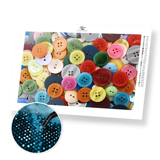 Colorful Buttons - Premium Diamond Painting Kit - 45x30cm / 18x12’’ / Square (Most Popular) - Diamond Painting Kit