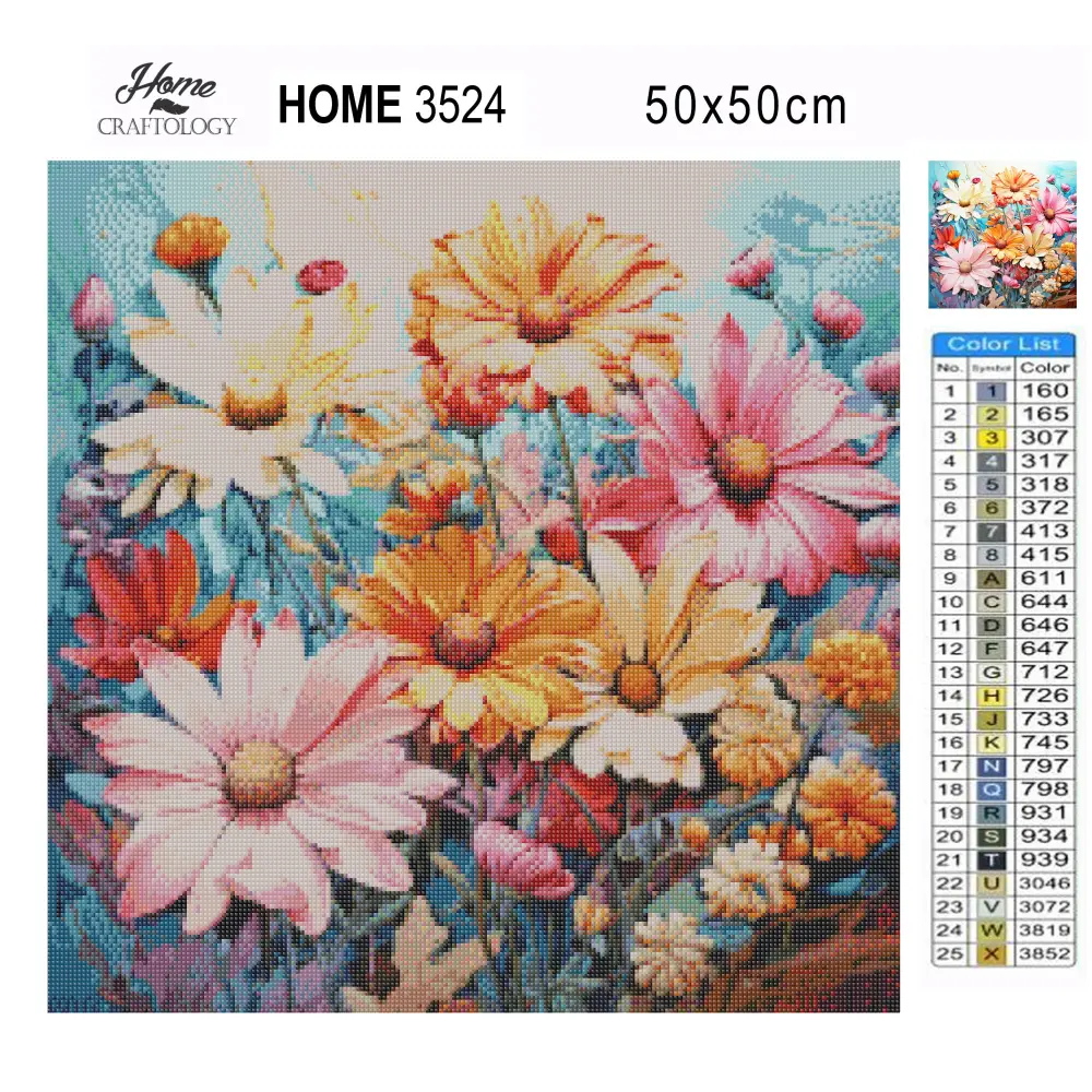 Colorful Daisies - Exclusive Premium Diamond Painting Kit - Diamond Painting Kit