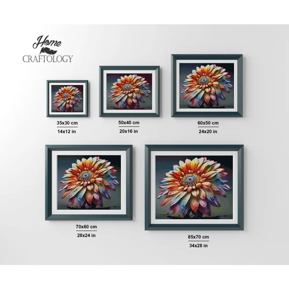 Colorful Flower with Droplets - Premium Diamond Painting Kit - Diamond Painting Kit