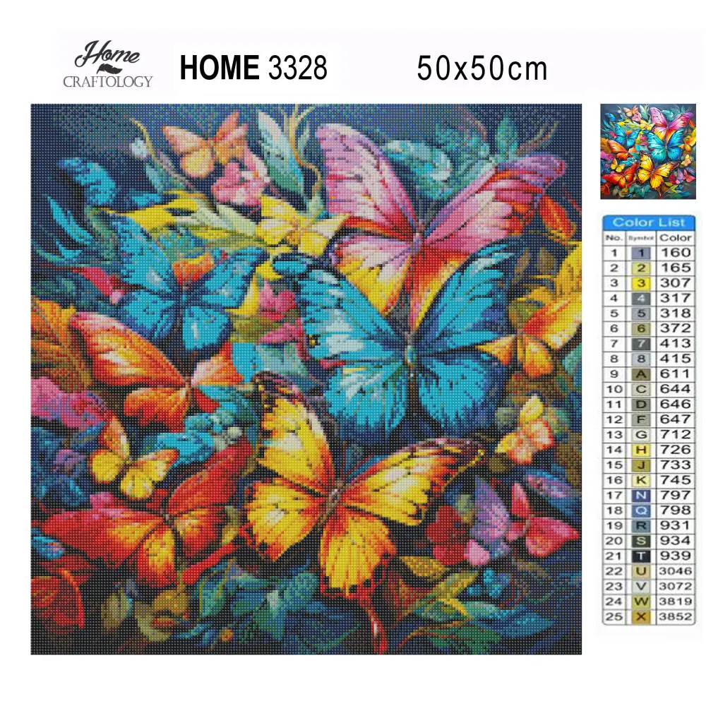 Colorful Leaves and Butterflies - Exclusive Premium Diamond Painting Kit - Diamond Painting Kit