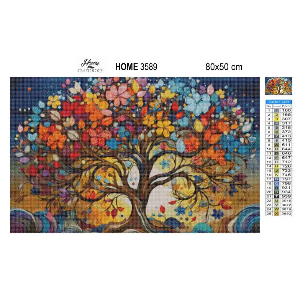 Colorful Leaves and Flowers - Exclusive Premium Diamond Painting Kit - Diamond Painting Kit