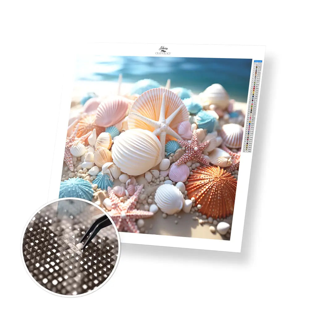 Colorful Shells - Exclusive Premium Diamond Painting Kit - 20x20cm / 8x8’’ / Square (Most Popular) - Diamond Painting