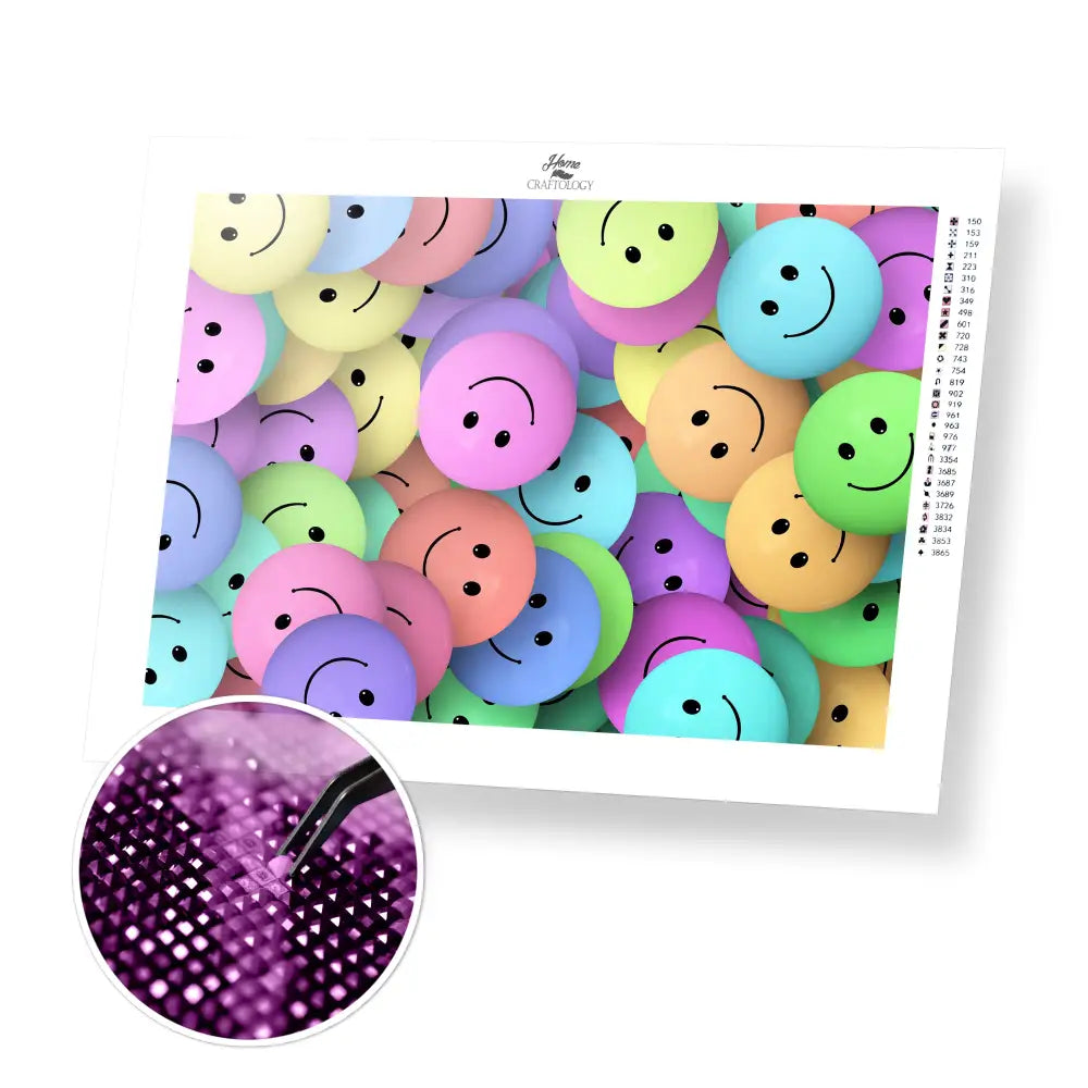 Colorful Smiles - Premium Diamond Painting Kit - 45x30cm / 18x12’’ / Square (Most Popular) - Diamond Painting Kit