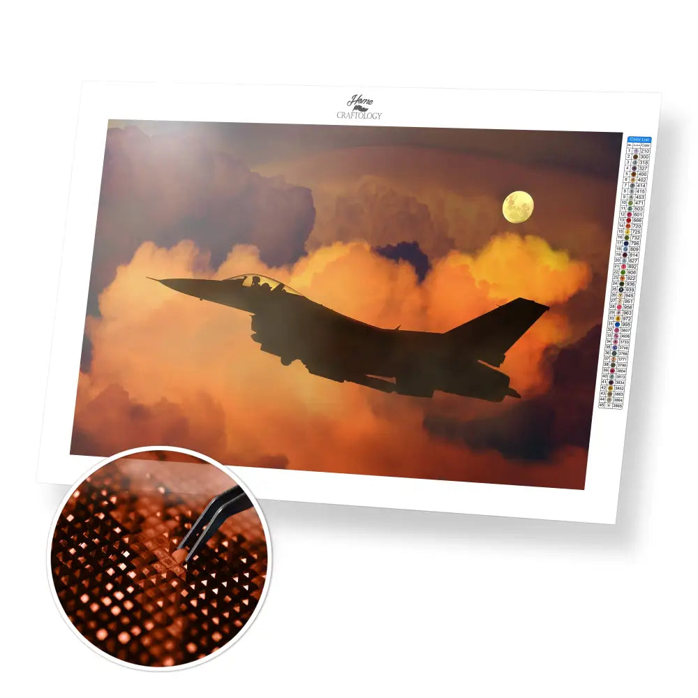 Combat Aircraft - Premium Diamond Painting Kit - 45x30cm / 18x12’’ / Square (Most Popular) - Diamond Painting Kit