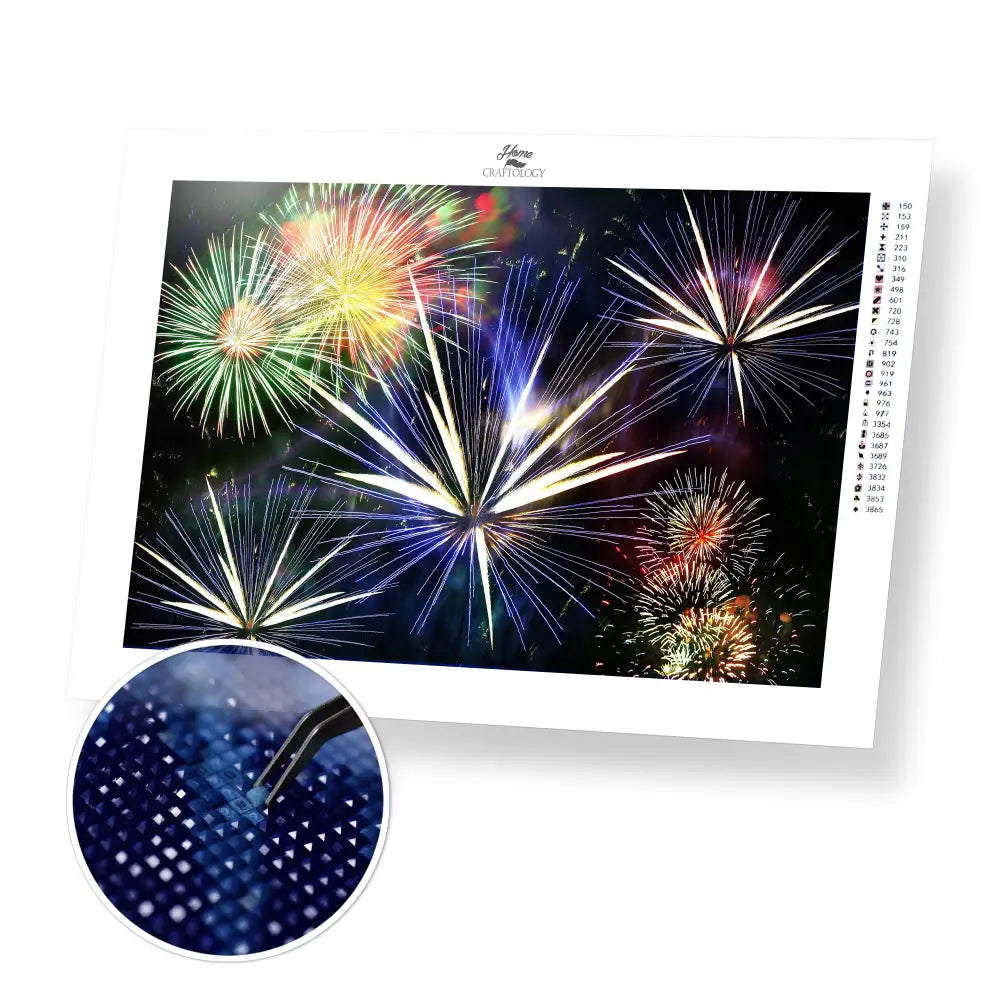 Combination of Fireworks - Premium Diamond Painting Kit - 45x30cm / 18x12’’ / Square (Most Popular) - Diamond Painting