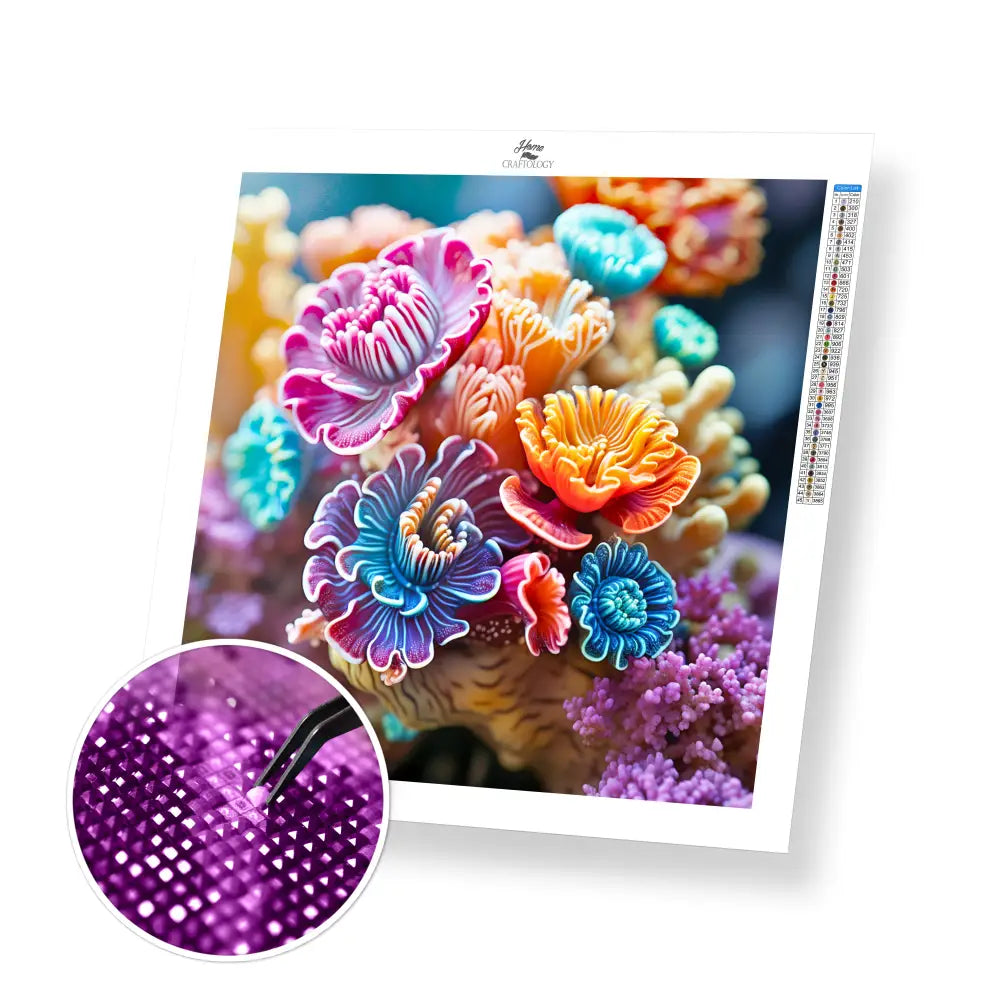 Corals - Exclusive Premium Diamond Painting Kit - 20x20cm / 8x8’’ / Square (Most Popular) / No Frame - Diamond Painting