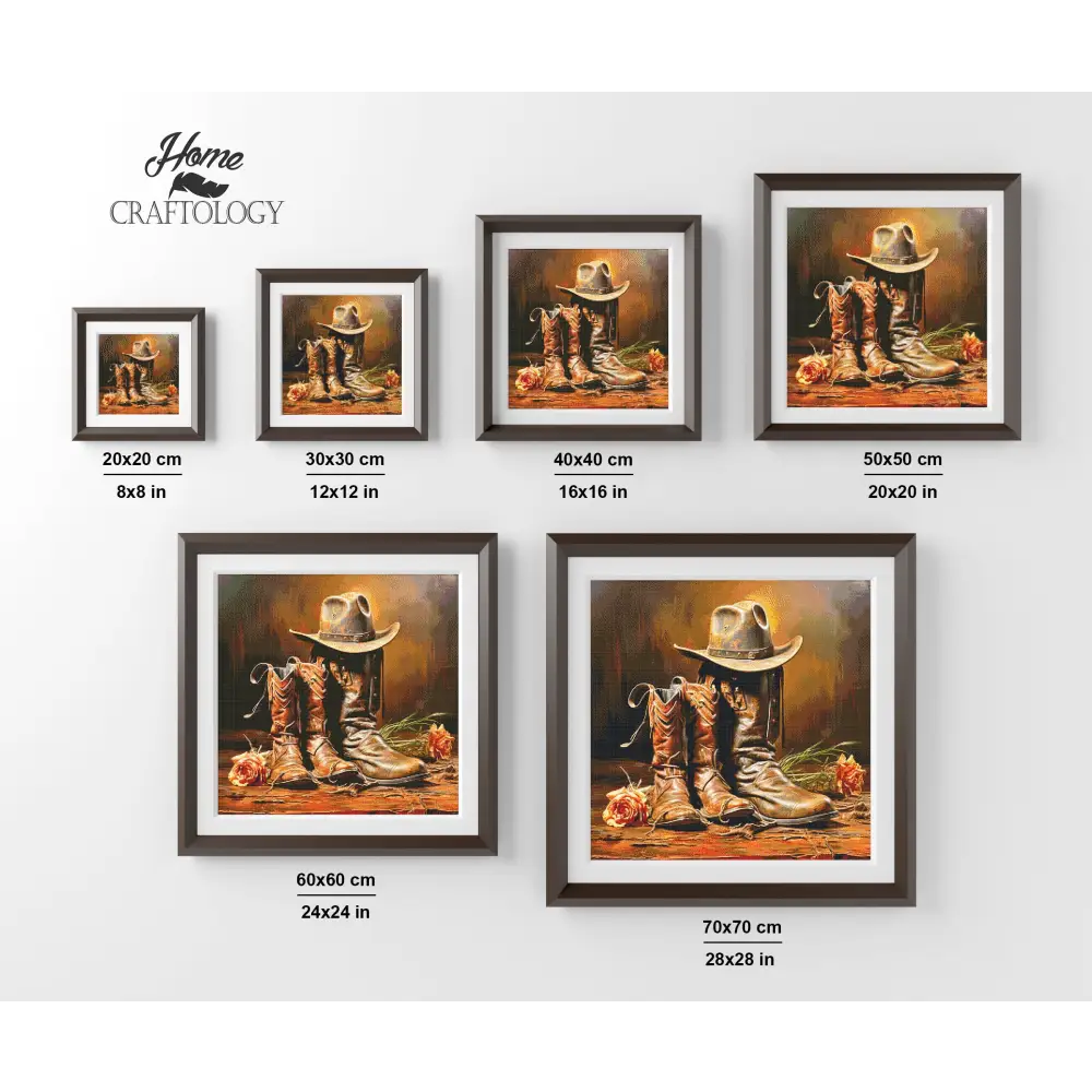 Cowboy Boots and Hat - Exclusive Premium Diamond Painting Kit - Diamond Painting Kit