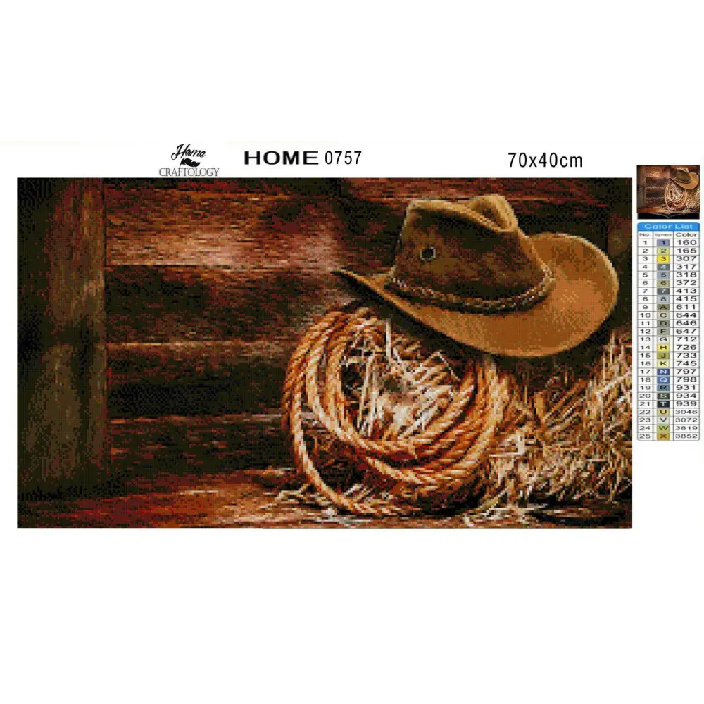 Cowboy Hat and Lasso - Diamond Painting Kit - Home Craftology