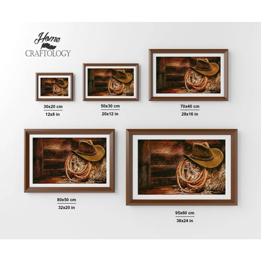 Cowboy Hat and Lasso - Premium Diamond Painting Kit - Diamond Painting Kit