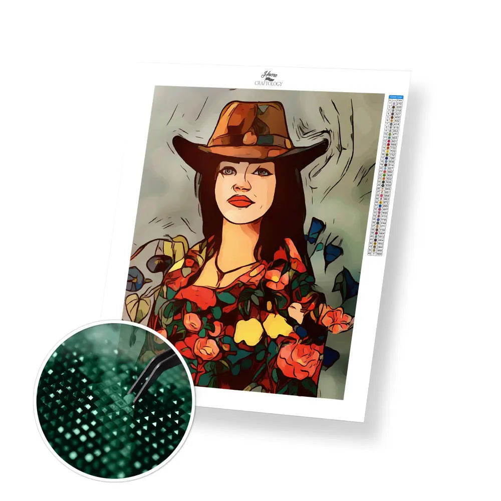 Cowgirl Portrait - Premium Diamond Painting Kit - 30x40cm / 12x16’’ / Square (Most Popular) - Diamond Painting Kit