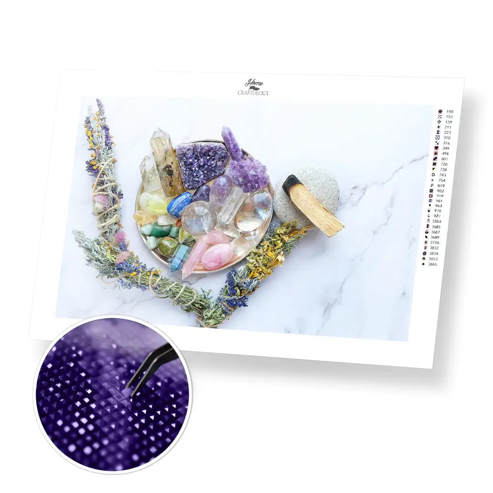 Crystals and Sage - Premium Diamond Painting Kit - 45x30cm / 18x12’’ / Square (Most Popular) - Diamond Painting Kit