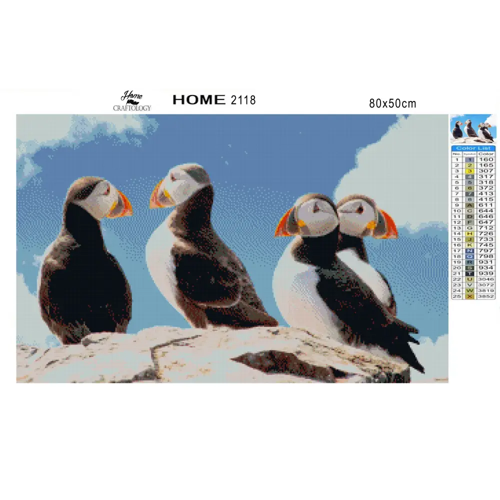 Cute Puffins - Premium Diamond Painting Kit - Diamond Painting Kit