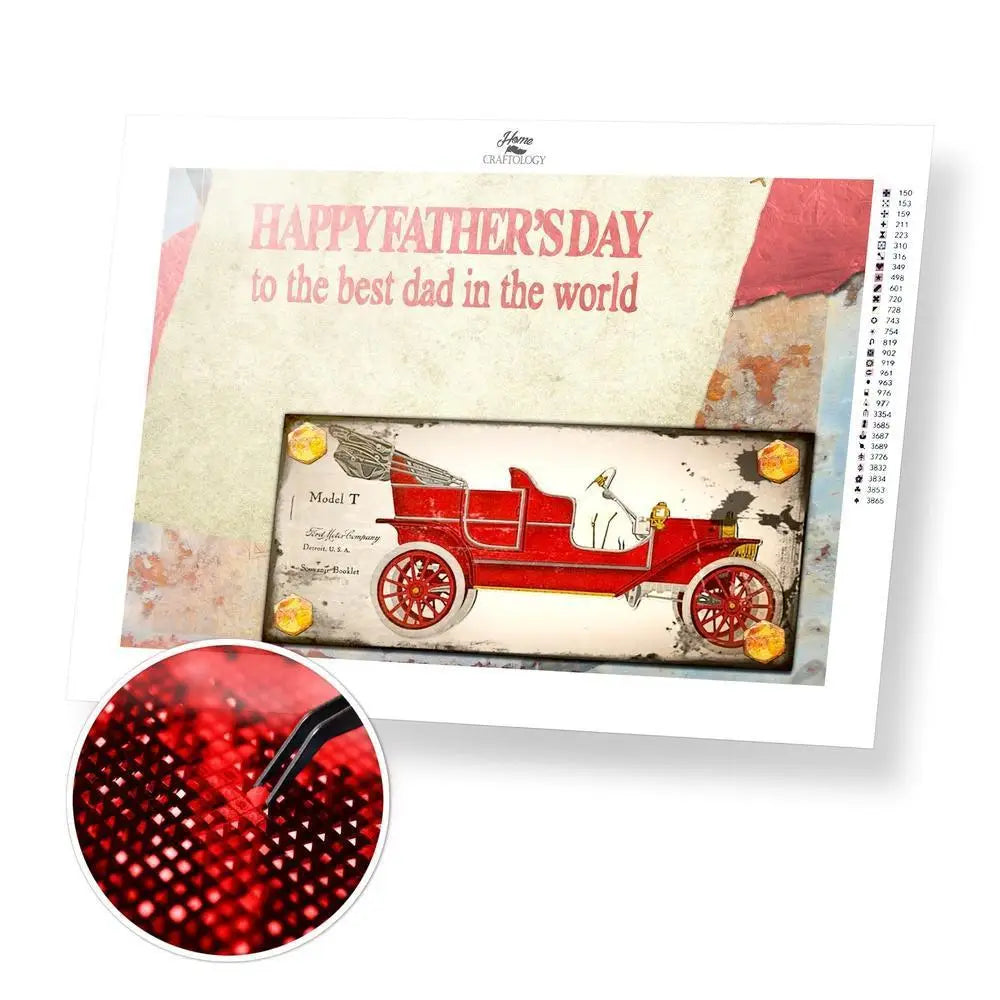 Dad’s Postcard - Premium Diamond Painting Kit - 45x30cm / 18x12’’ / Square (Most Popular) - Diamond Painting Kit