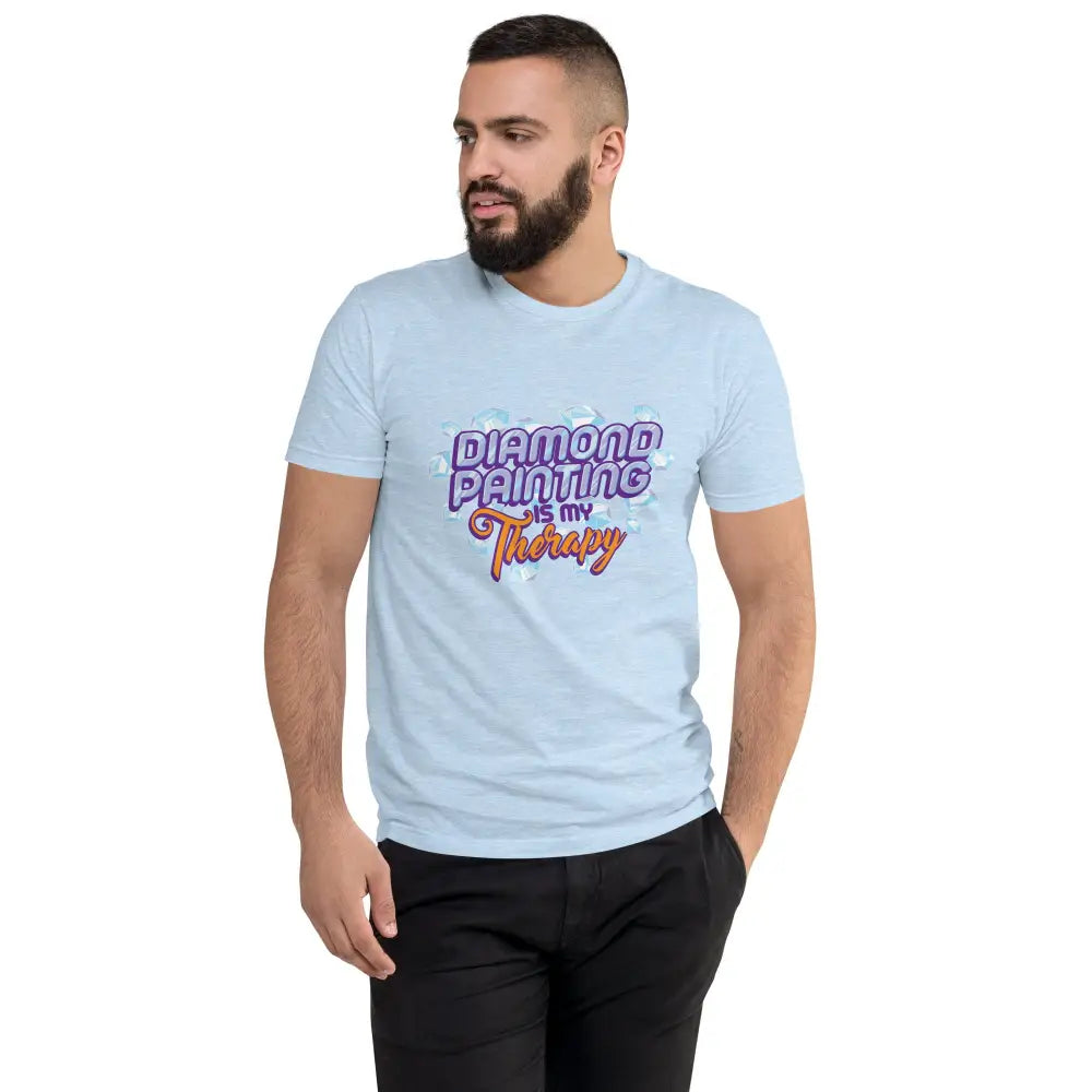 Diamond Painting Is My Therapy Short Sleeve T-shirt - Light Blue / XS