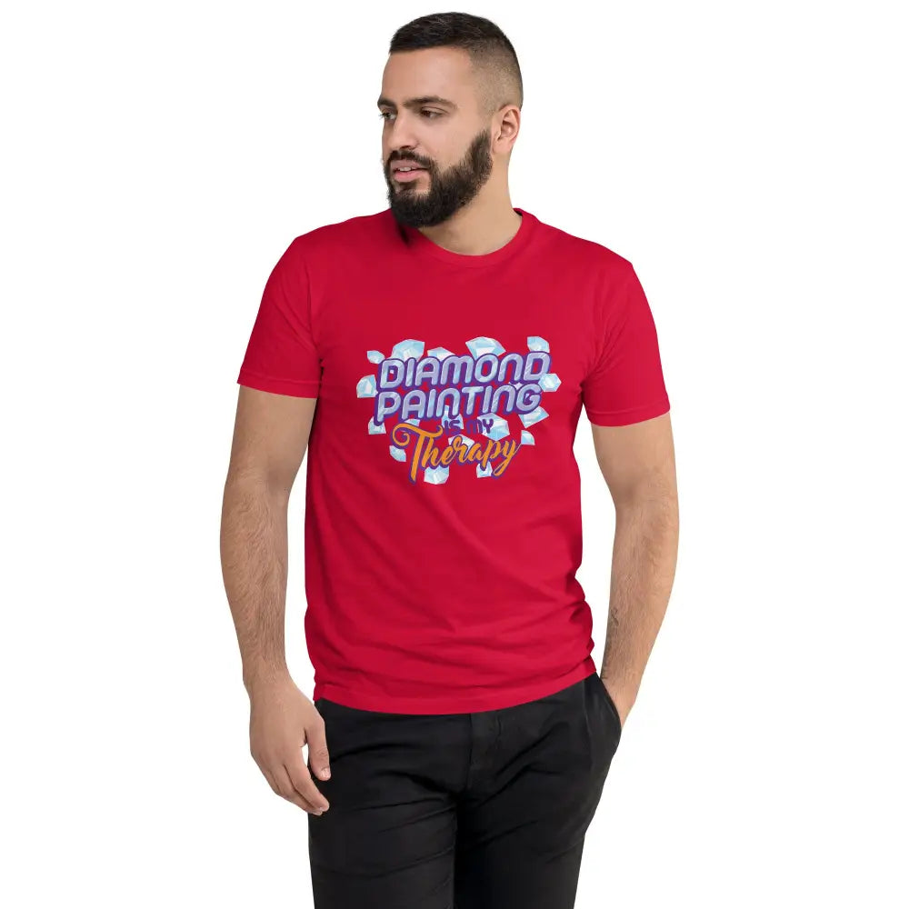 Diamond Painting Is My Therapy Short Sleeve T-shirt - Red / XS