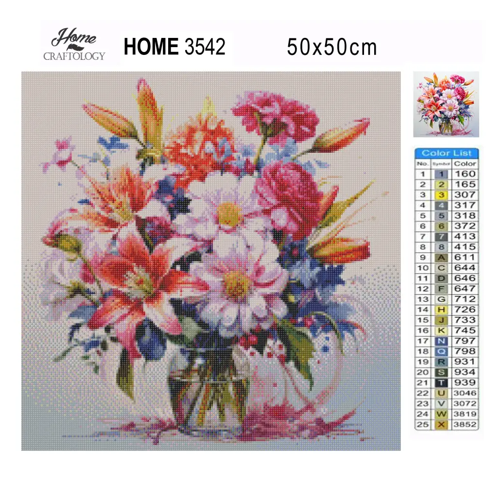 Different Flowers in a Vase - Exclusive Premium Diamond Painting Kit - Diamond Painting Kit