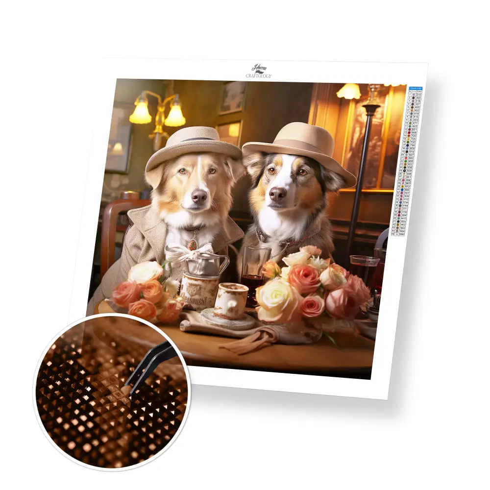 Dogs on a Date - Exclusive Premium Diamond Painting Kit - 30x30cm / 12x12’’ / Square (Most Popular) - Diamond Painting