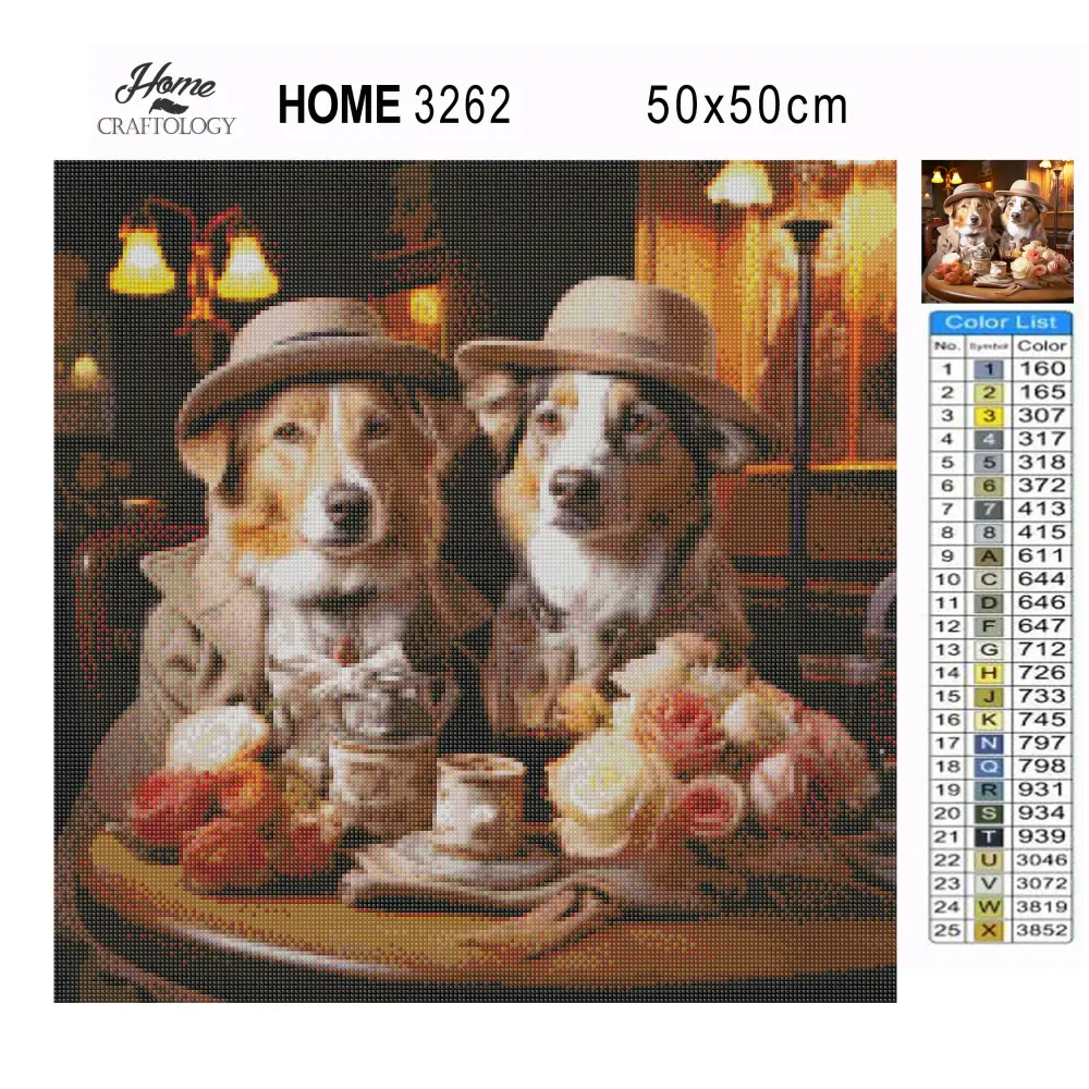 Dogs on a Date - Exclusive Premium Diamond Painting Kit - Diamond Painting Kit