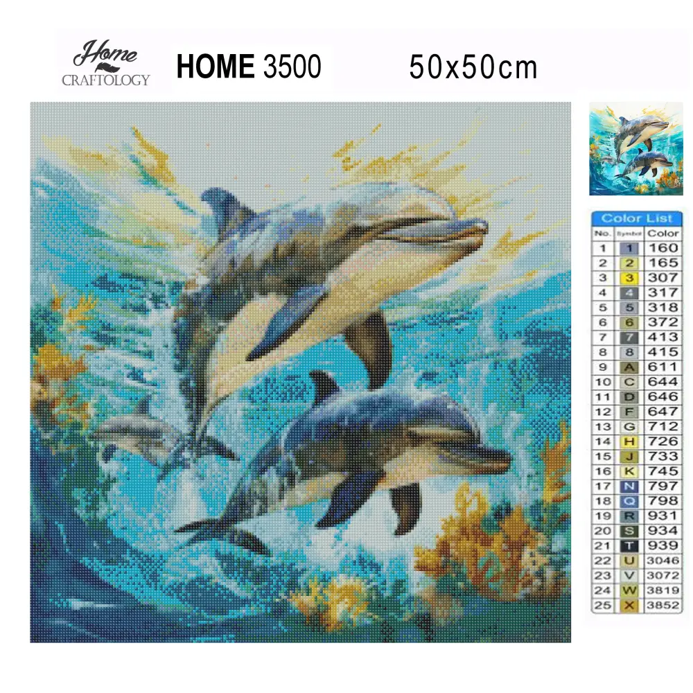 Dolphins - Exclusive Premium Diamond Painting Kit - Diamond Painting Kit
