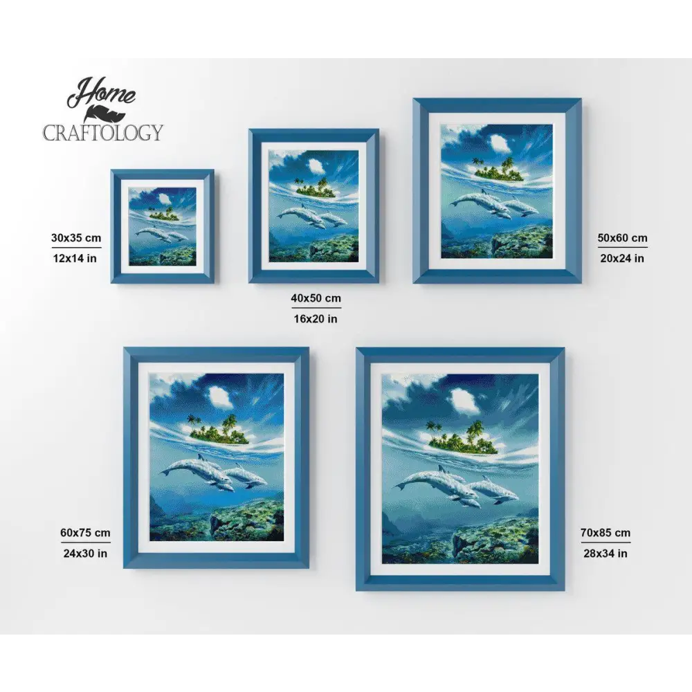 Dolphins Underwater - Premium Diamond Painting Kit - Diamond Painting Kit