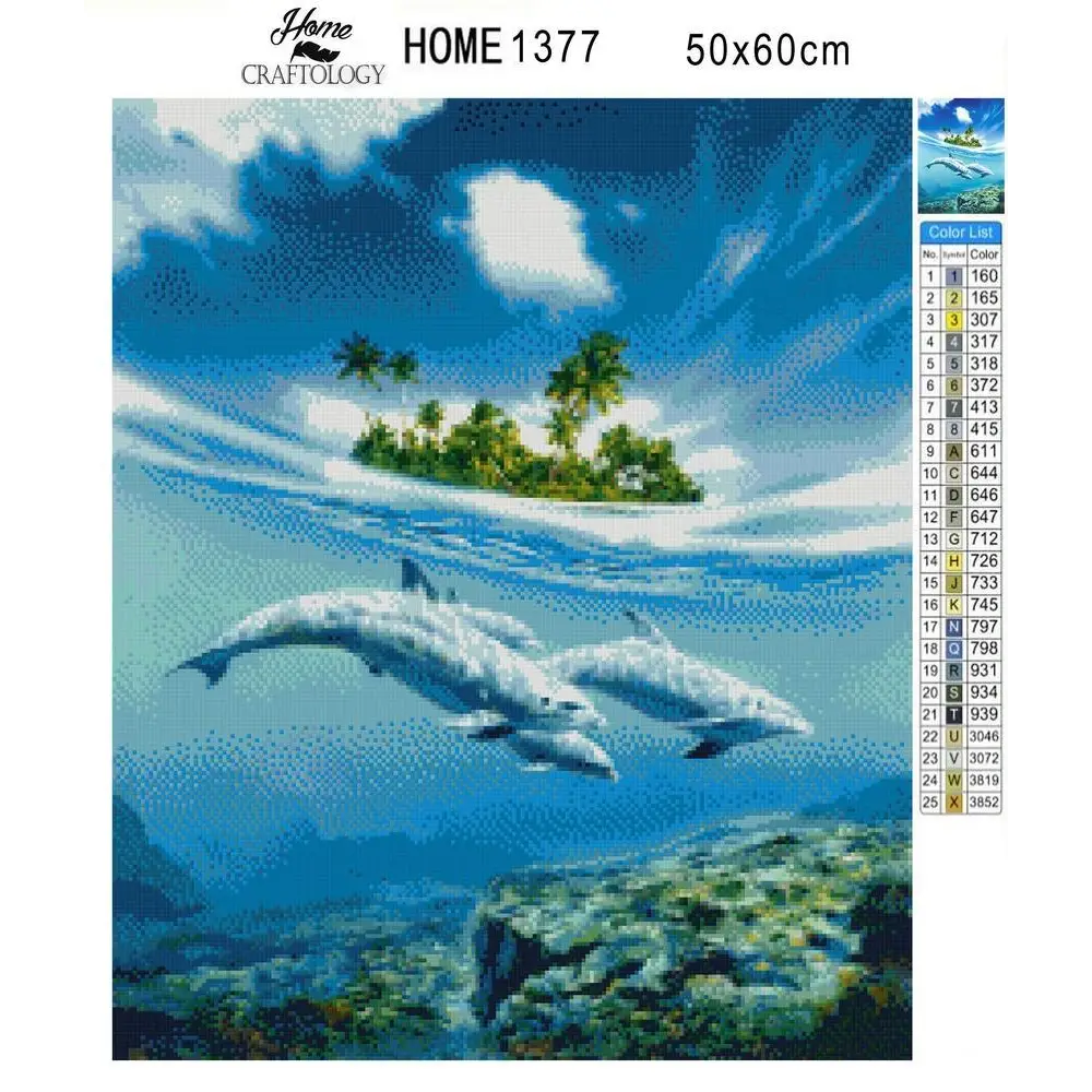 Dolphins Underwater - Premium Diamond Painting Kit - Diamond Painting Kit