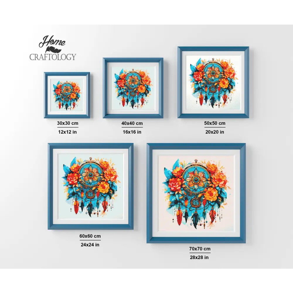 Dreamcatcher and Orange Flowers - Exclusive Premium Diamond Painting Kit - Diamond Painting Kit