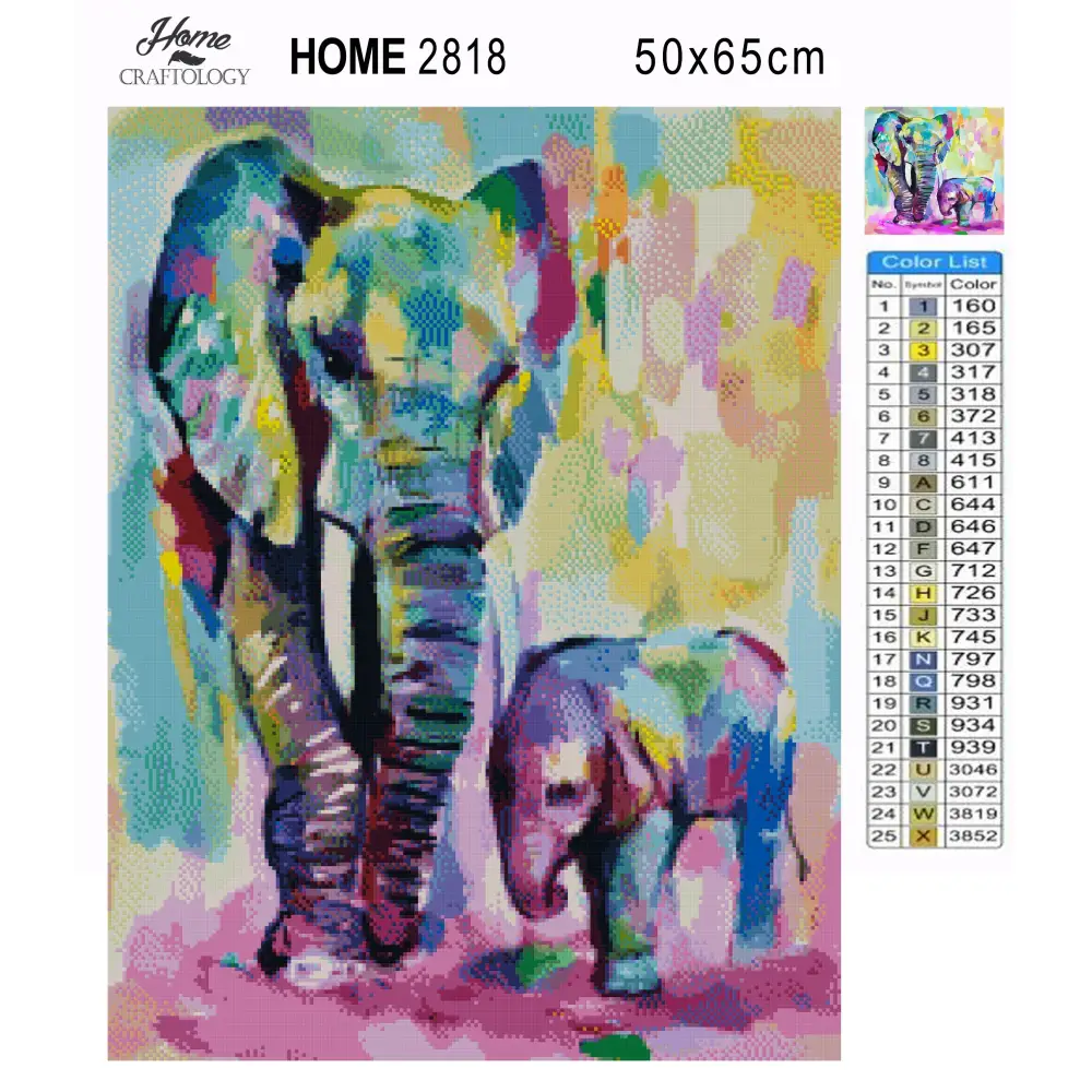 Elephant and Baby - Exclusive Premium Diamond Painting Kit - Diamond Painting Kit