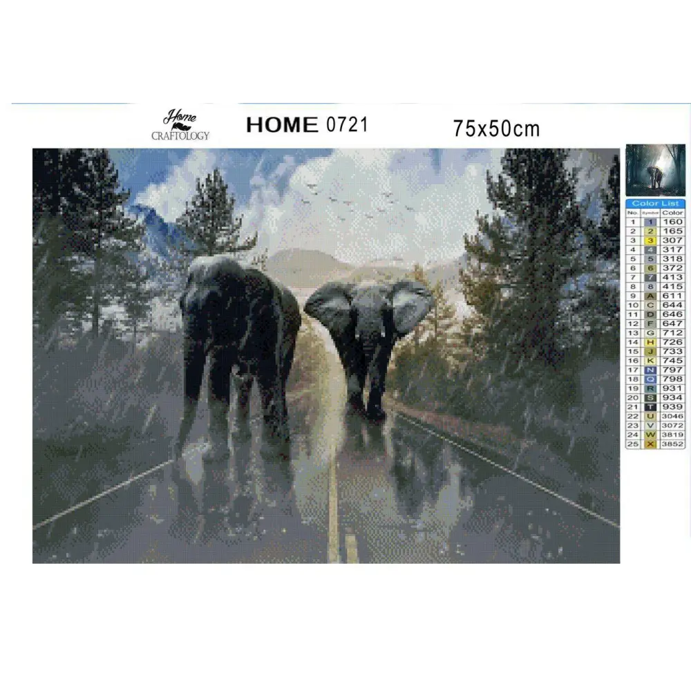 Elephant in the Storm - Diamond Painting Kit - Home Craftology