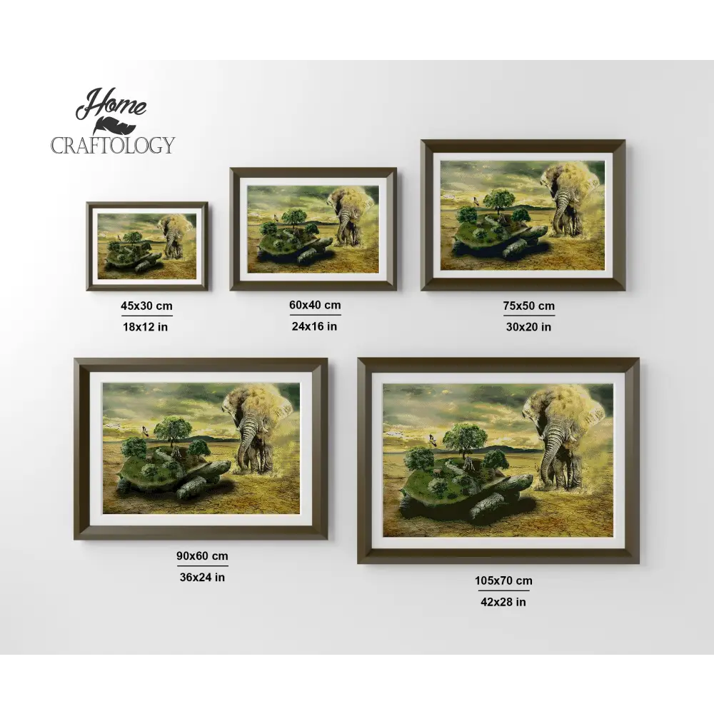 Elephant Turtle and Other Animals - Premium Diamond Painting Kit - Diamond Painting Kit