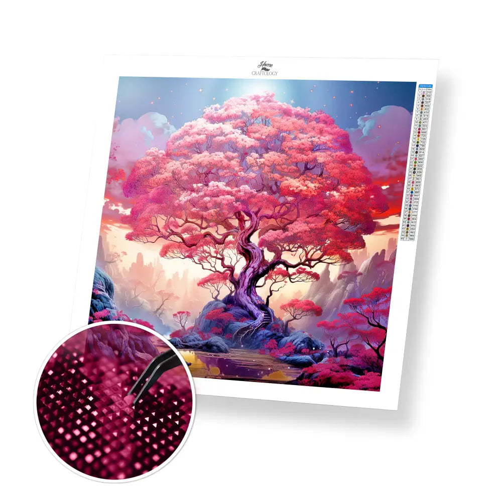 Enchanted Pink Tree - Exclusive Premium Diamond Painting Kit - 30x30cm / 12x12’’ / Square (Most Popular) / No Frame