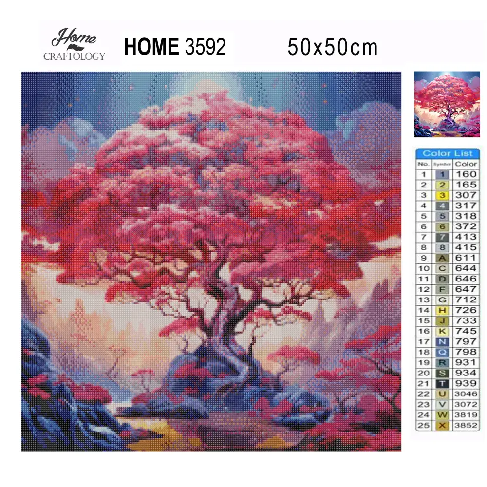 Enchanted Pink Tree - Exclusive Premium Diamond Painting Kit - Diamond Painting Kit